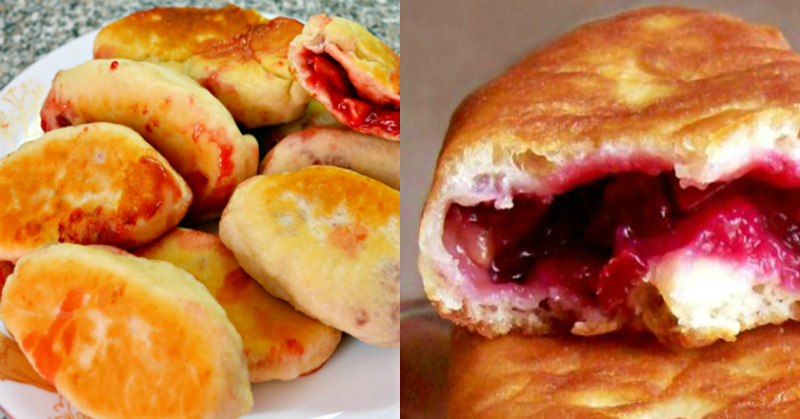 Из пакета кефира гора вкуснятины! Пышные жареные пирожки с начинкой из сочных ягод. Начинки из картофеля, капусты и повидла оставь для зимы!