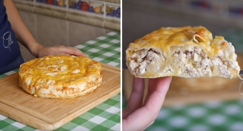 Шикарный мясной пирог наспех: никакой возни с тестом — его просто нет